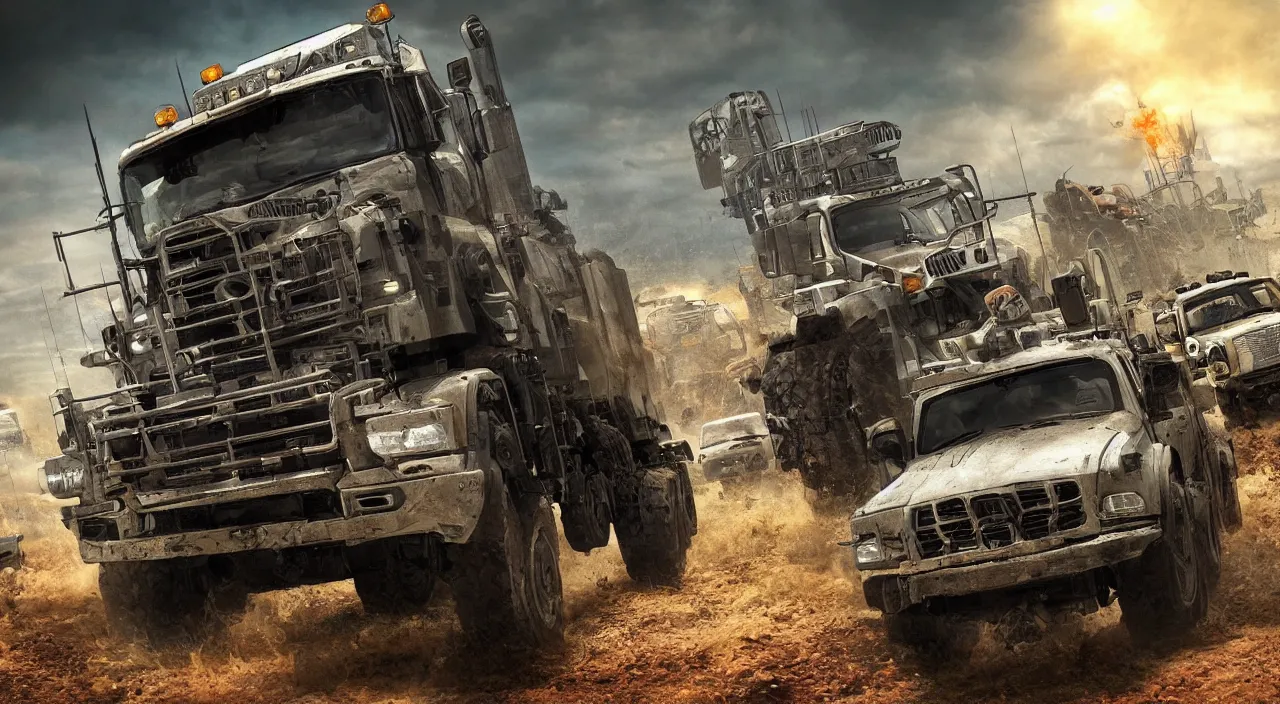 Image similar to hard truck apocalypse game, high definition, high detail, 4 k,