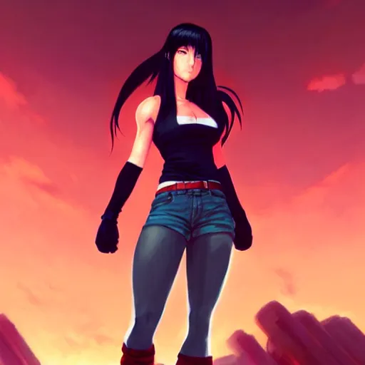 Image similar to super epically depicted color pencil portrait art of tifa from final fantasy 7, by stephen bliss, greg rutkowski, loish, rhads, makoto shinkai and lois van baarle, ilya kuvshinov, rossdraws.