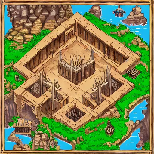 Prompt: A 520x520 detailed vector art presenting an aerial view of a cartoonish tavern by dungeondraft, Patreon content, containing tables and walls, HD, straigth lines, vector, grid, dnd map , map patreon, fantasy maps, foundry vtt, fantasy grounds, aerial view ,dungeondraft , tabletop, inkarnate, dugeondraft, roll20