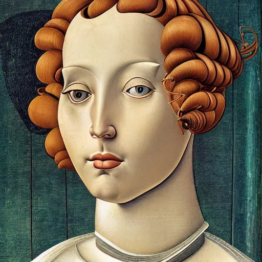 Prompt: a portrait of a female android by sandro botticelli