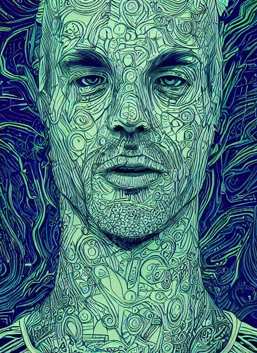 Prompt: portrait of tim ferris, an ultrafine detailed illustration by james jean, intricate linework, bright colors, final fantasy, behance contest winner, vanitas, angular, altermodern, unreal engine 5 highly rendered, global illumination, radiant light, detailed and intricate environment