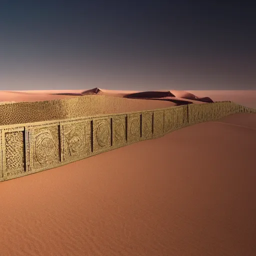 Image similar to detailed and highly intricate art of standstone walls protecting a large desert kingdom, 8 k concept art illustration