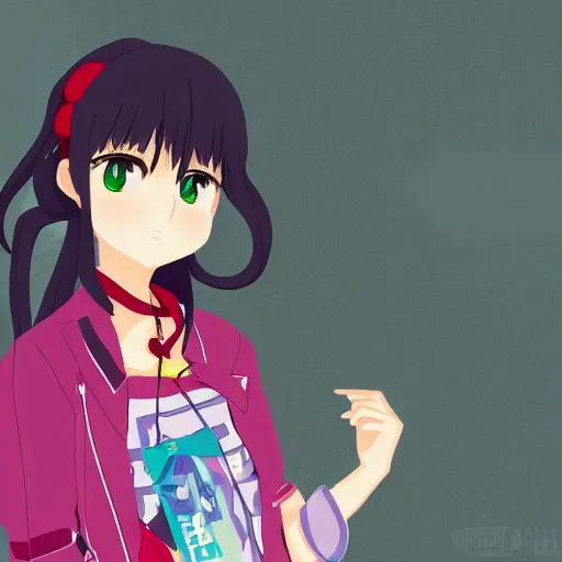 Image similar to a portrait of high school girl in the style of kyoto animation, Illustrator, in simple background, trending on pixiv