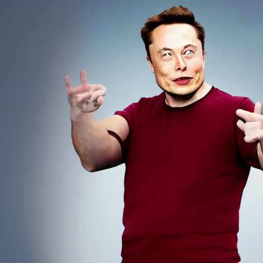 Prompt: elon musk as he - man