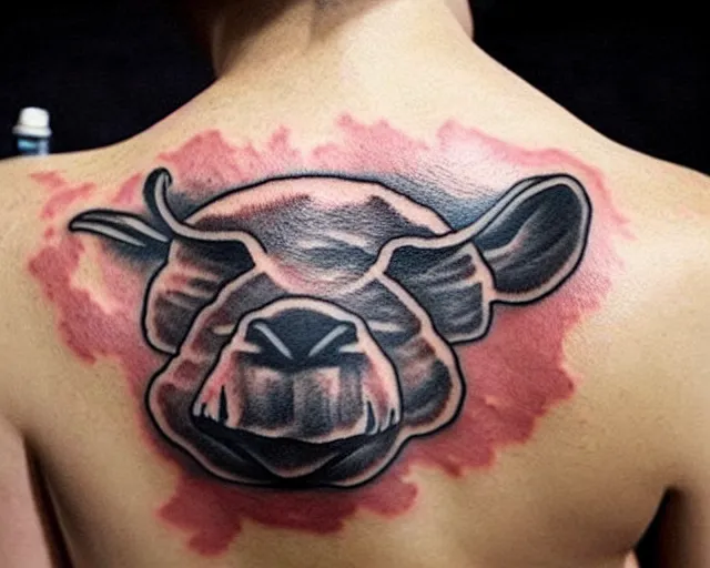 Image similar to tattoo of capybara skull, best minimalistic tattoo art