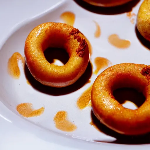 Image similar to baked apple rings with cinnamon and ice-cream, Michelin star, award winning
