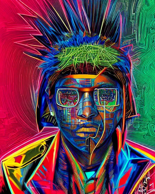 Prompt: a cyberpunk portrait of a eagle by jean - michel basquiat, by hayao miyazaki by artgerm, highly detailed, sacred geometry, mathematics, snake, geometry, cyberpunk, vibrant, water