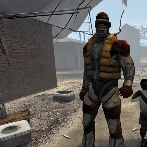 Image similar to John Cena as a refugee in Half-Life 2