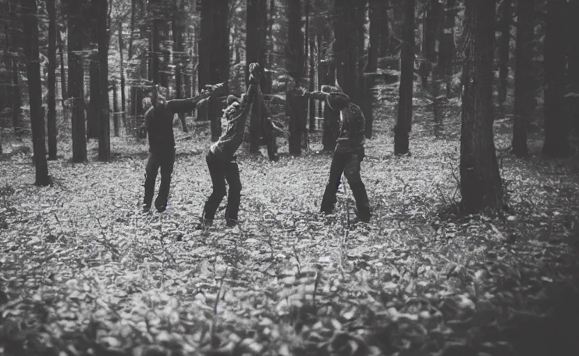Prompt: round dance in the forest, magic, nostalgia, analogue photo quality, lomography effect, blur, unfocus, monochrome, 35mm