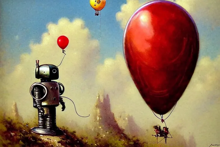 Image similar to adventurer ( ( ( ( ( 1 9 5 0 s retro future robot android mouse rv balloon robot. muted colors. ) ) ) ) ) by jean baptiste monge!!!!!!!!!!!!!!!!!!!!!!!!! chrome red