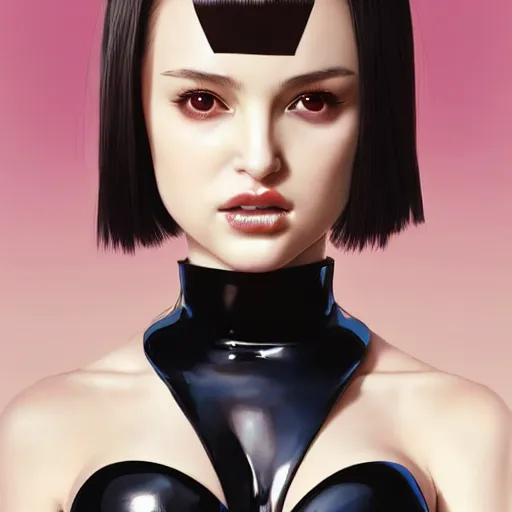 Image similar to a beautiful young japanese natalie portman alluring model in crop top, wearing a demonic latex mask that looks like an attractive succubus by guweiz and wlop and ilya kuvshinov and artgerm symmetrical eyes, aesthetic, gorgeous, stunning, attractive, artstation, deviantart, pinterest, digital art