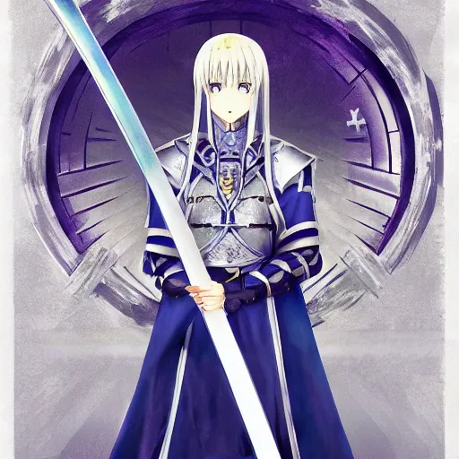 Prompt: King of Knights of the Holy Sword, Artoria Pendragon, Concept art by Takeuchi Koyasu