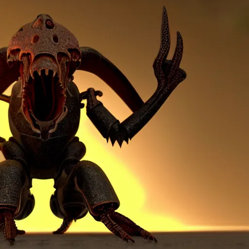 Image similar to the headcrab from half-life 2 controlling a medieval dragon, (octane render), !!unreal engine!!, 3D, award-winning
