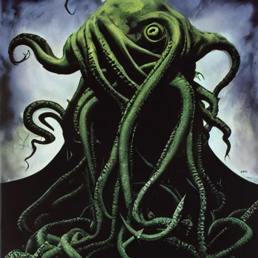 Prompt: cthulhu by dave mckean and yoji shinkawa, oil on canvas