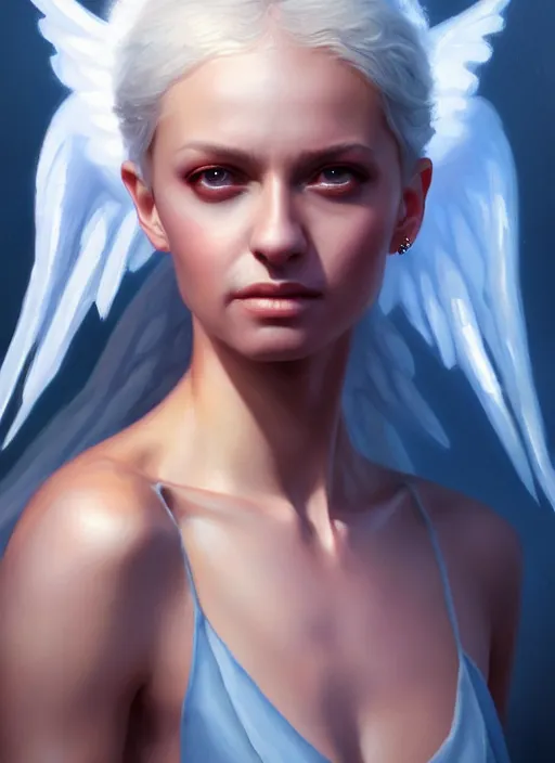 Image similar to a _ fantasy _ style _ portrait _ painting _ of nina ricci as an angel, oil _ painting _ unreal _ 5 _ daz. _ rpg _ portrait _ extremely _ detailed _ artgerm _ greg _ rutkowski _ greg