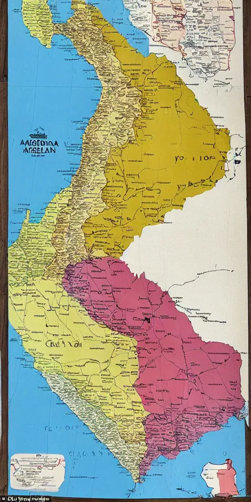 Prompt: a map of the Argentine republic made of cow meat