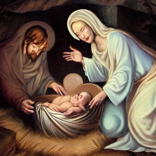 Image similar to the birth of jesus coming out of the womb