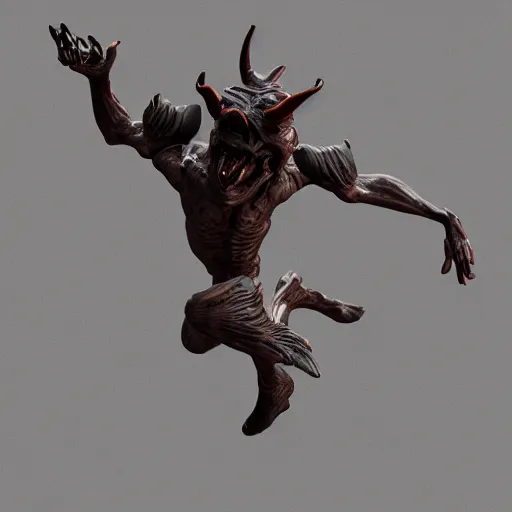 Image similar to dancing devil, 3d render, high detail