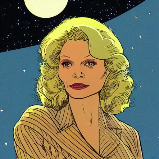 Image similar to michelle pfeiffer retro minimalist portrait moebius starwatcher comic by jean giraud, 8 k