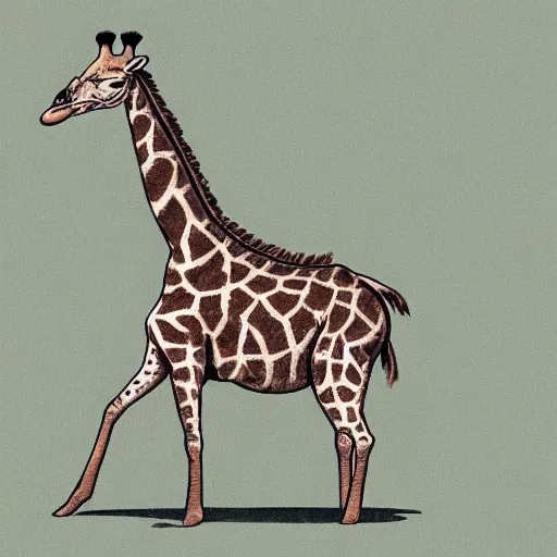 Image similar to an illustration of a giraffe using rollers