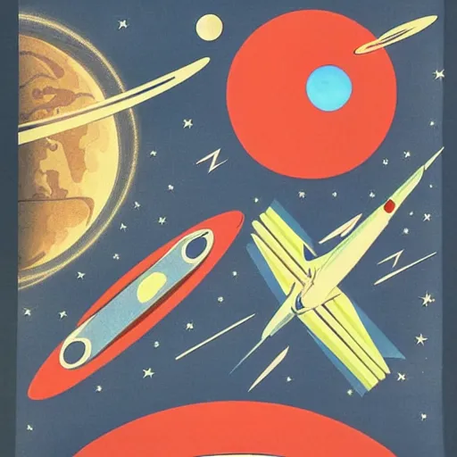 Image similar to A mid-century modern collage of Space Travel.