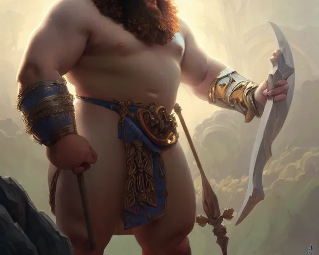 Prompt: andrew the giant depicted as a greek god, deep focus, d & d, fantasy, intricate, elegant, highly detailed, digital painting, artstation, concept art, matte, sharp focus, illustration, hearthstone, art by artgerm and greg rutkowski and alphonse mucha
