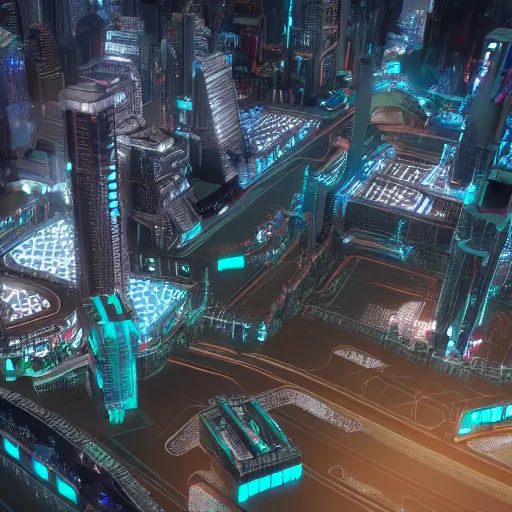 Image similar to photo of a futuristic city in a dystopian future made of electronic components. Very detailed 8k. Unreal engine 5 render with nanite, global illustration and path tracing. Cinematic post processing.