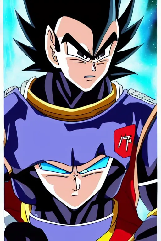 Image similar to prince vegeta, vegeta, black hair, saiyan armor, galick gun beam, solo 3 / 4 portait, very detailed, dynamic lighting, akira toriyama 📹