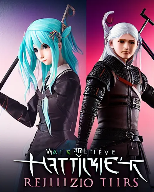 Prompt: Hatsune Miku in the role of Witcher III Gerald of Rivia, amazing short, 8K, IMAX, ultra detailed