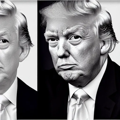 Prompt: photoshop work by David Carson on Trump