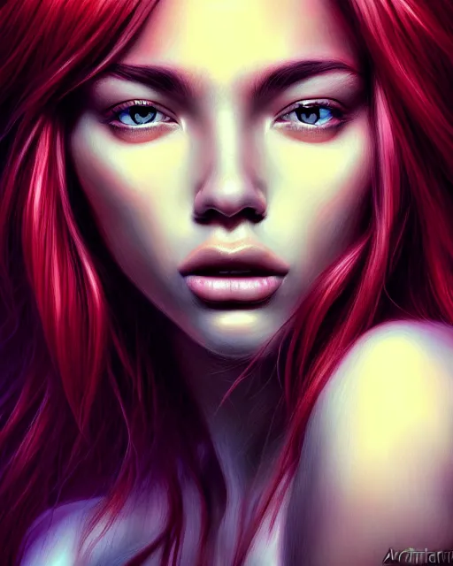 Image similar to hair monster, portrait, highly detailed, deep focus, gritty, digital painting, smooth, sharp focus, illustration, ultra realistic, 8 k, art by artgerm