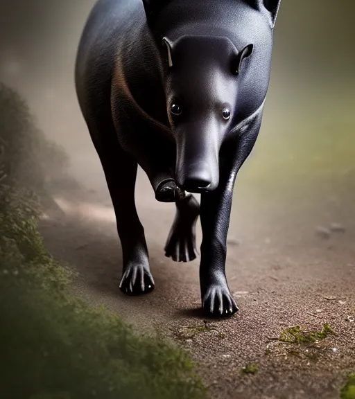 Prompt: award winning 5 5 mm photo of a dog tapir hybrid in a part.. dof. bokeh. magical atmosphere. art by greg rutkowski. life - like. very detailed 8 k. intricate. soft light. nikon d 8 5 0.