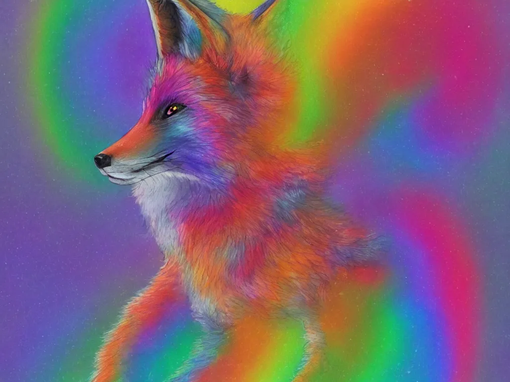 Prompt: a beautiful rainbow fox, trending on FurAffinity, furry art, fullbody commission for