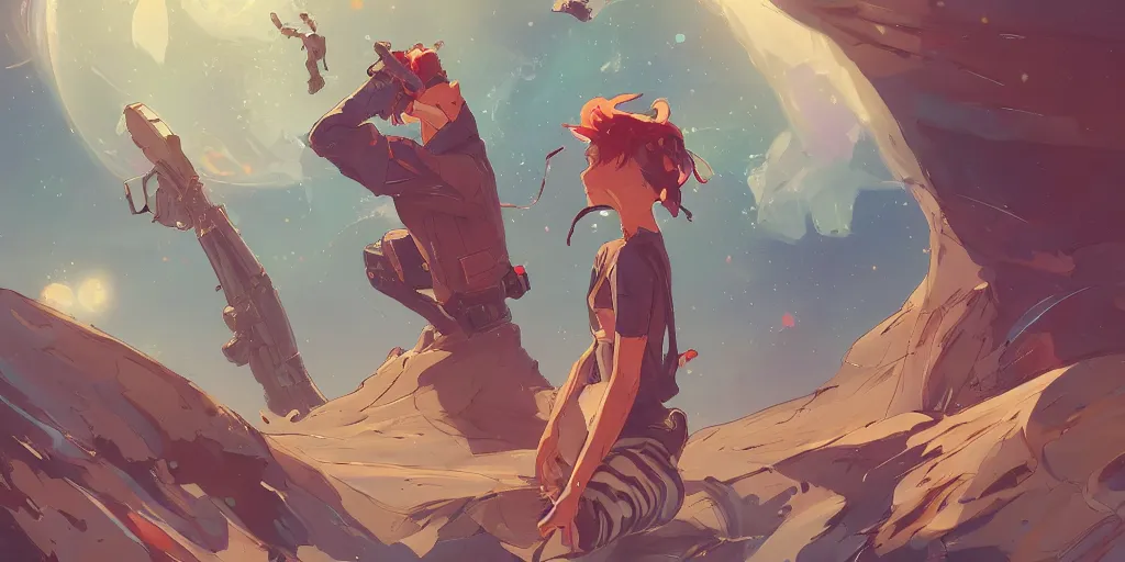 Prompt: looking out through my eyes into space behance hd artstation by jesper ejsing, by rhads, makoto shinkai and lois van baarle, ilya kuvshinov, ossdraws, that looks like it is from borderlands and by feng zhu and loish and laurie greasley, victo ngai, andreas rocha