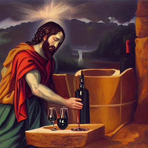 Image similar to painting of jesus turning water into wine