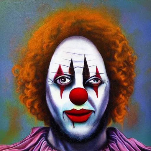 Image similar to “clown Jesus oil painting”