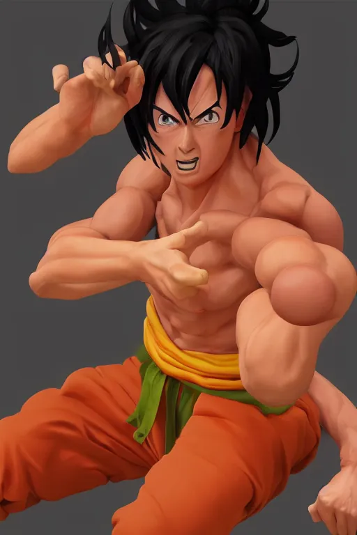 Image similar to yamcha pose by artstation 8 k closeup