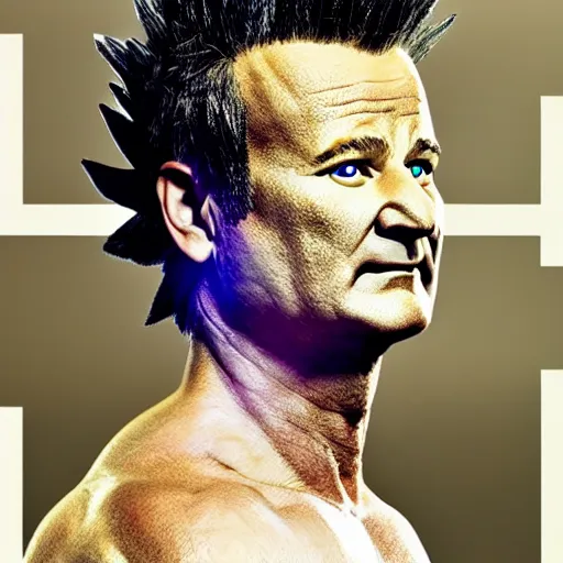 Image similar to live action hyper realistic highly detailed super saiyan Bill Murray powering up full body composition golden ratio anti-aliased bloom fx 8K octane render photo realistic directed by Michael Bay