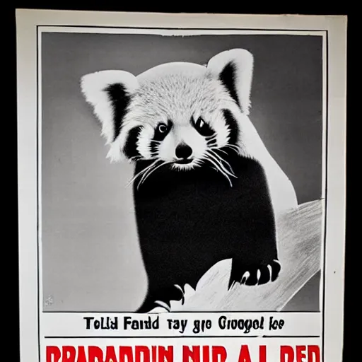 Prompt: red panda on a propaganda poster, world war, circa 1 9 3 9, stencil