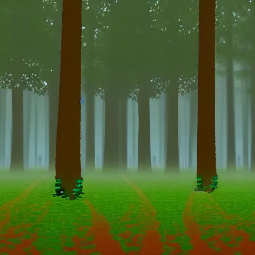 Prompt: Pixel art of a misty forest, early morning, 4k, high quality,