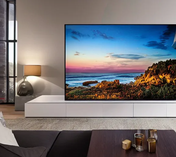 Image similar to a 4 k photorealistic photo of a luxury television.