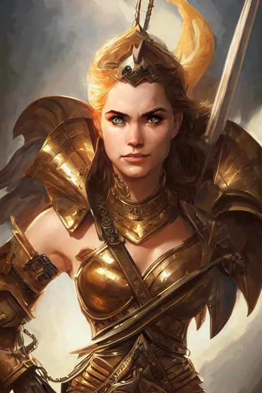 Image similar to amazon valkyrie athena, d & d, fantasy, portrait, highly detailed, headshot, digital painting, trending on artstation, concept art, sharp focus, illustration, art by artgerm and greg rutkowski and magali villeneuve