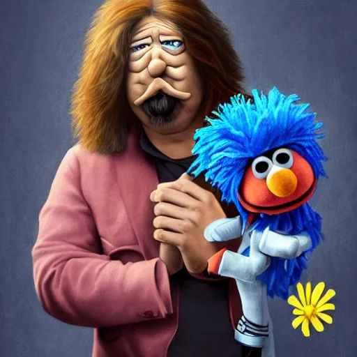 Image similar to arin hanson depicted as a muppet. trending on art - station. digital art. extremely detailed. photorealistic.