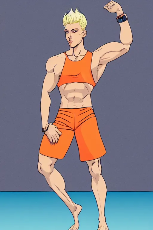 giddy-camel571: Muscular anime men who are shirtless with cool hair and a  smirk