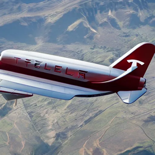 Image similar to a plane designed by Tesla, Inc. Promotional photo 2022