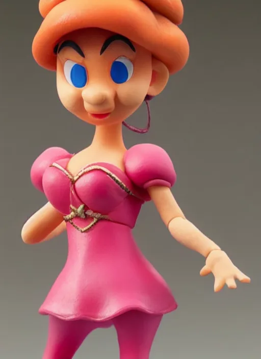 Image similar to claymation figure of princess peach