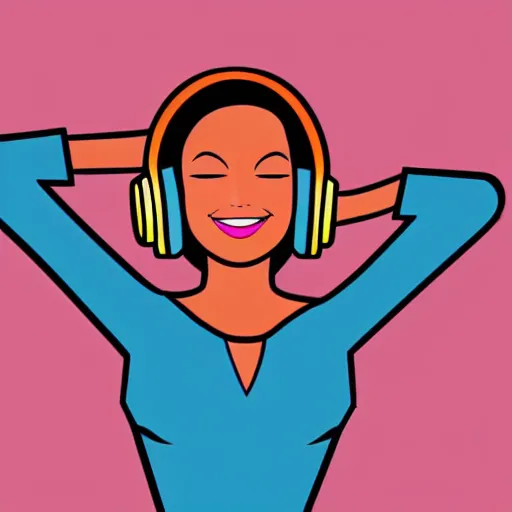 Image similar to a beautiful illustration of a woman in with headphones dancing by jason brooks, hed kandi, adobe illustrator