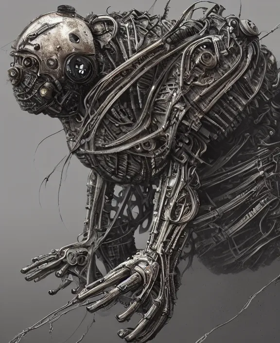 Image similar to a cybernetically enhanced tardigrade, by HR Giger and Beksiński and Stephan Martiniere , 4k resolution, detailed, trending on artstation