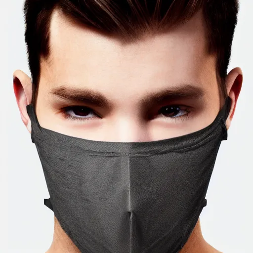 Prompt: professional digital art of a young adult man with a stylish face mask, earrings, and dark clothes, high quality, HD, 8K, highly detailed