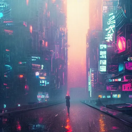 Prompt: many jellyfish running on the street at night after the rain, with the silhouette of distant mountains in the background, cyberpunk style, blade runner, by darek zabrocki, 8 k